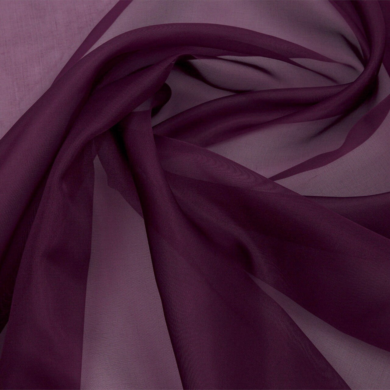 1 Yard Eggplant Silk Organza Sheer Lightweight Fabric for Evening Gowns and Bridal 44 Inch Width